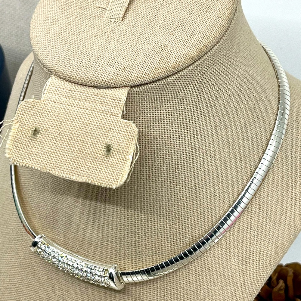 Vintage QVC Necklace & Earring Set – Silver-Tone with Crystal / CZ Accents